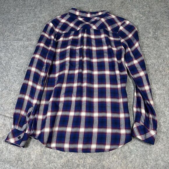 Rails Top Womens Small Button Down Plaid Red Blue Shirt Rayon Flannel Casual - Picture 7 of 9